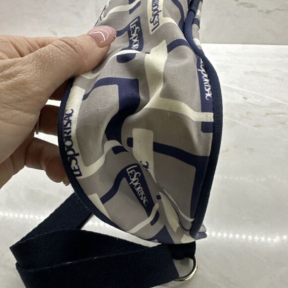 Vintage LeSportsac Blue/Gray White Crossbody Handbag Lightweight Nylon 90s - Picture 12 of 16